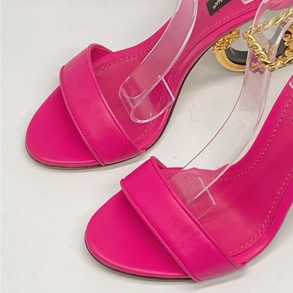 Dolce&Gabbana Sculpted-Heel Baroque DG Leather Sandals size 36.5 - Picture 4 of 13